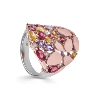 Anillos Con Piedras | LINEARGENT Anillos con piedras de colores combinados con plata rosé