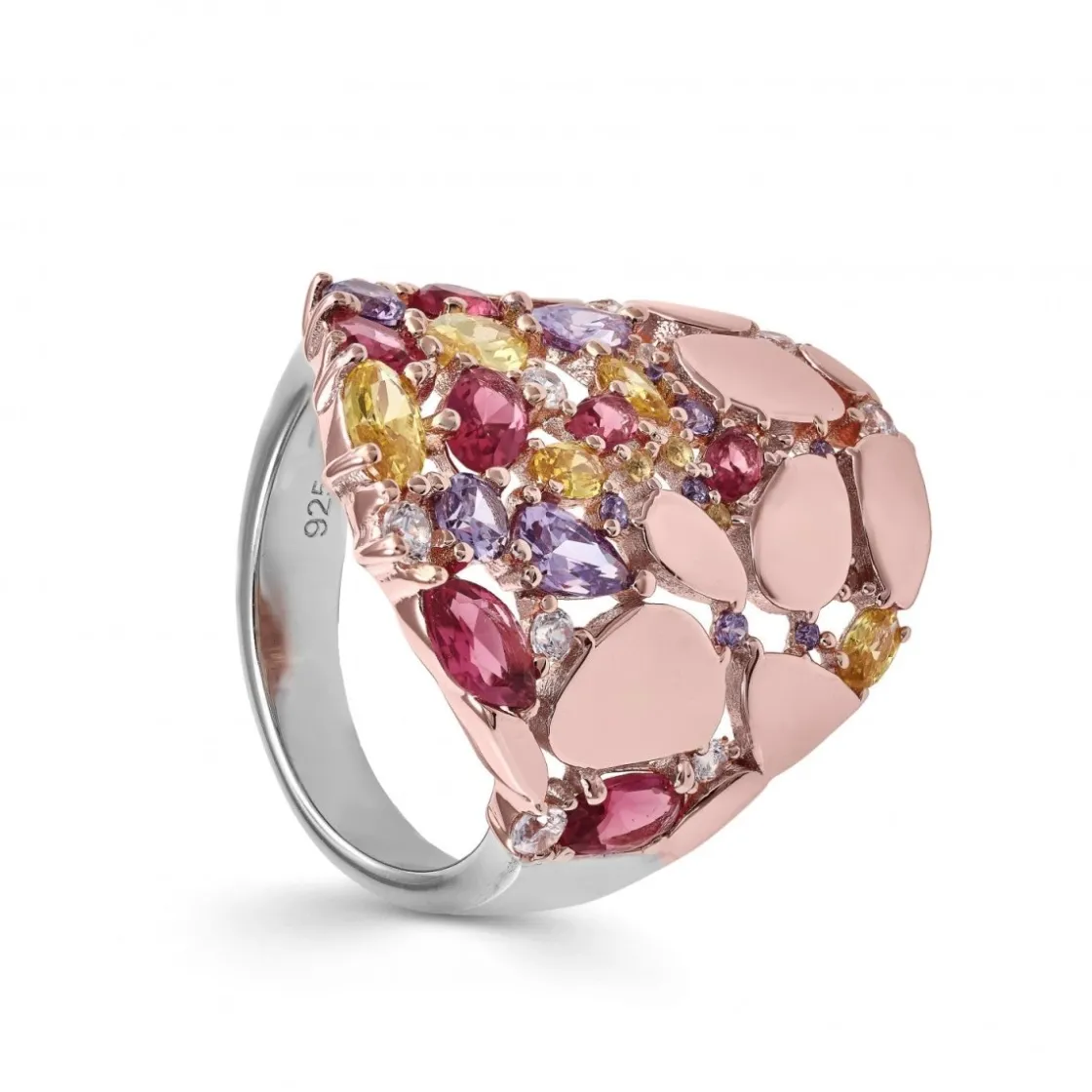 Anillos Con Piedras | LINEARGENT Anillos con piedras de colores combinados con plata rosé