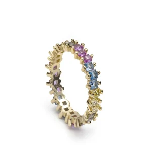 Anillos Dorados | Anillos Con Piedras | LINEARGENT Anillos con piedras de colores en talla princesa con grapas