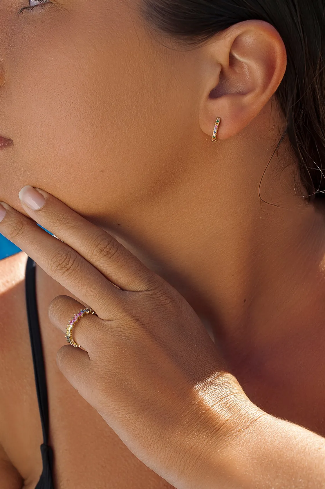 Anillos Dorados | Anillos Con Piedras | LINEARGENT Anillos con piedras de colores en talla princesa con grapas