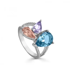 Anillos Especiales | Anillos Con Piedras | LINEARGENT Anillos con piedras de colores en tonos malva y azul