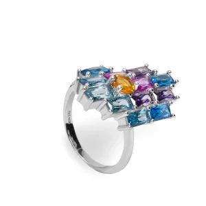 Anillos Con Piedras | Anillos Grandes | LINEARGENT Anillos con piedras de colores estilo geométrico