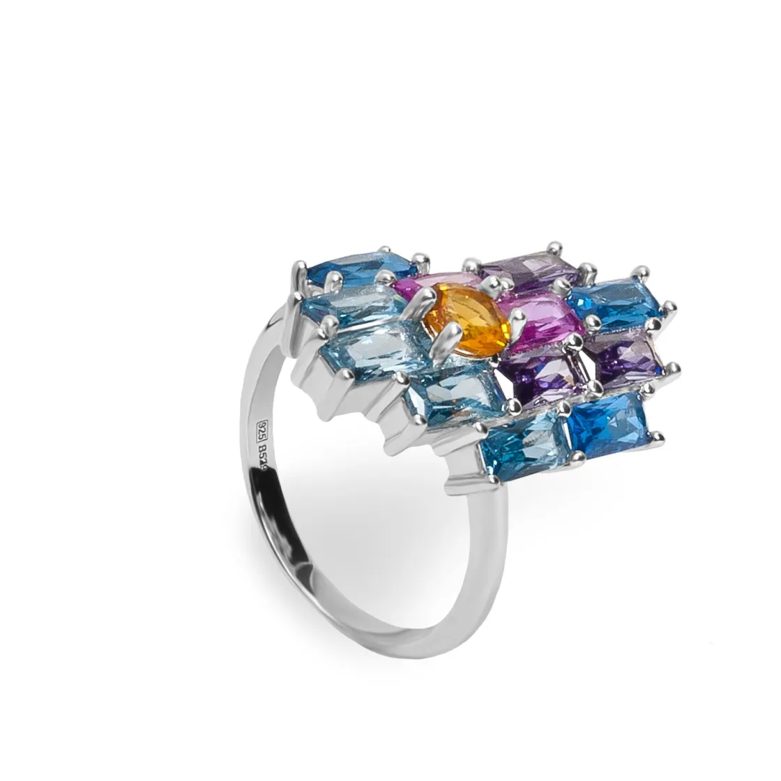 Anillos Con Piedras | Anillos Grandes | LINEARGENT Anillos con piedras de colores estilo geométrico
