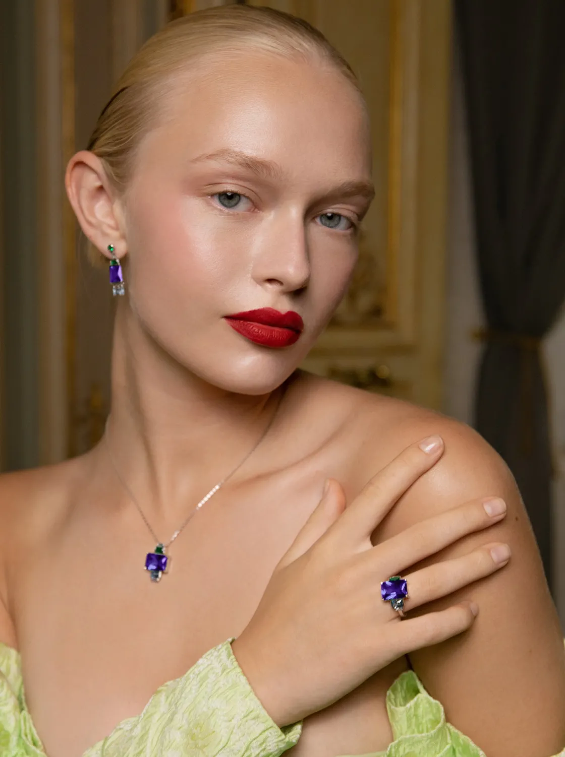 Anillos Con Piedras | Anillos Grandes | LINEARGENT Anillos con piedras de colores tono lavanda