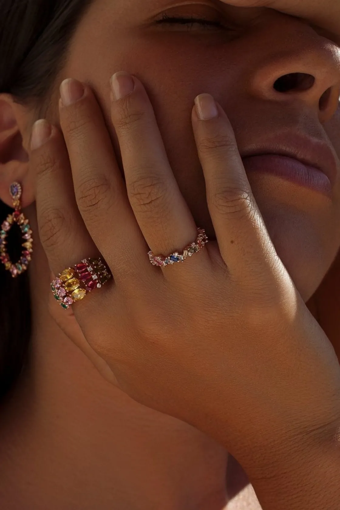 Anillos Con Piedras | LINEARGENT Anillos con piedras de colores y arco en tonos fríos