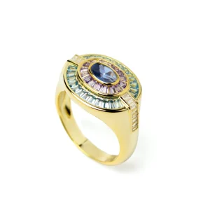 Anillos Con Piedras | LINEARGENT Anillos con piedras de forma ovalada en dorado