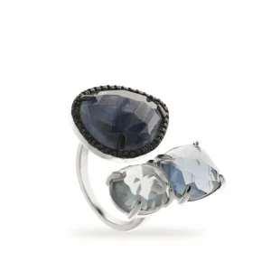 Anillos Con Piedras | LINEARGENT Anillos con piedras diseño abierto en tonos azules