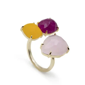 Anillos Especiales | Anillos Dorados | LINEARGENT Anillos con piedras diseño abierto en tonos rosados