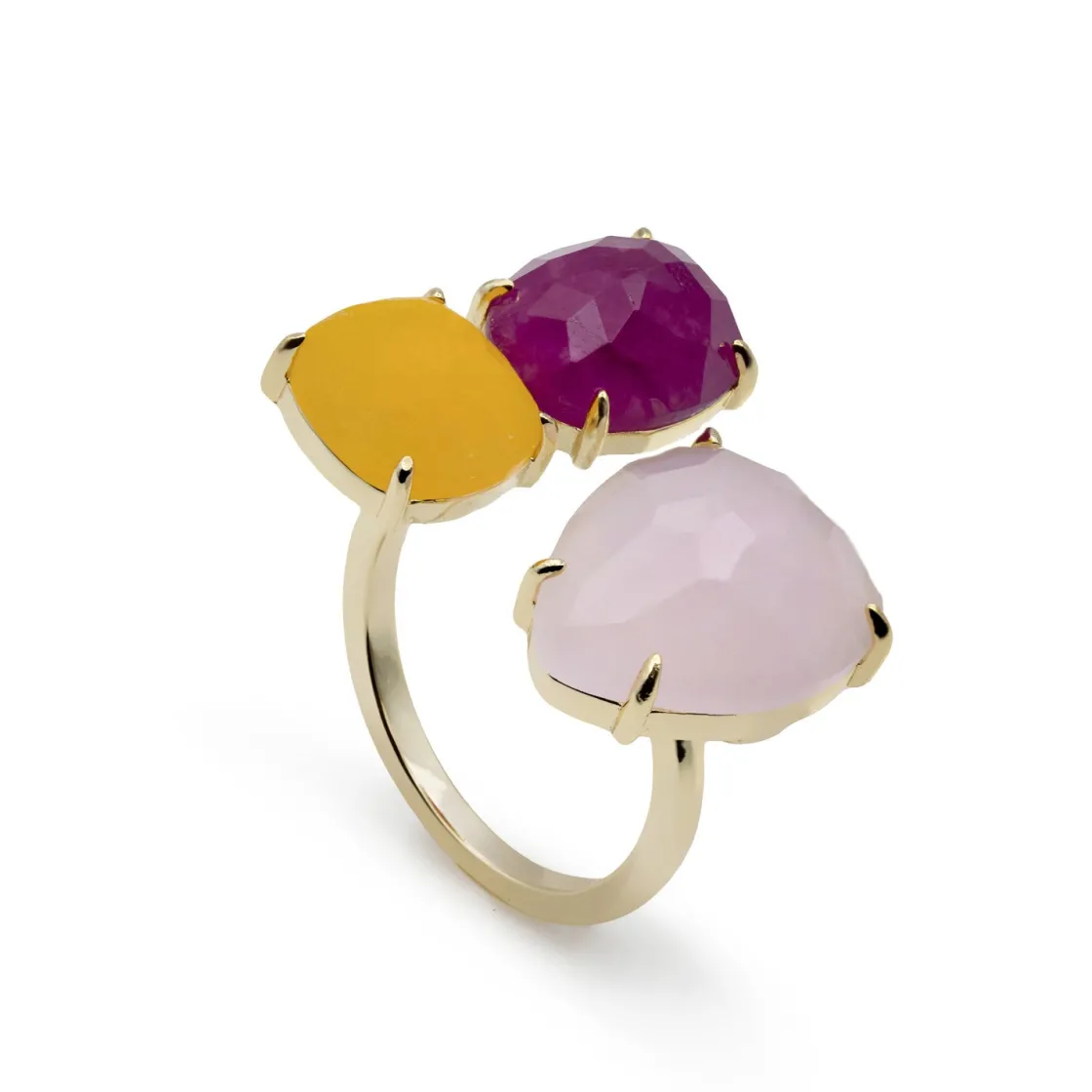 Anillos Especiales | Anillos Dorados | LINEARGENT Anillos con piedras diseño abierto en tonos rosados