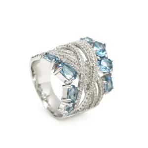 Anillos Con Piedras | Anillos Anchos | LINEARGENT Anillos con piedras diseño de bandas entrelazadas