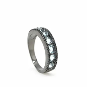 Anillos Con Piedras | LINEARGENT Anillos con piedras diseño de circonitas bañadas en rutenio