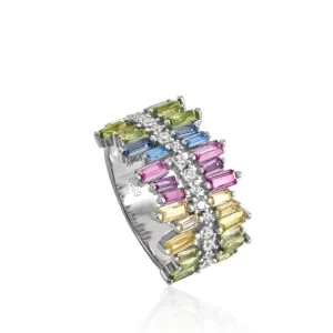 Anillos Con Piedras | LINEARGENT Anillos con piedras diseño de gemas multicolores