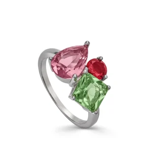 Anillos Con Piedras | LINEARGENT Anillos con piedras diseño de tres gemas multi forma