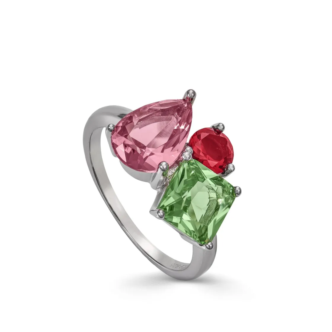 Anillos Con Piedras | LINEARGENT Anillos con piedras diseño de tres gemas multi forma