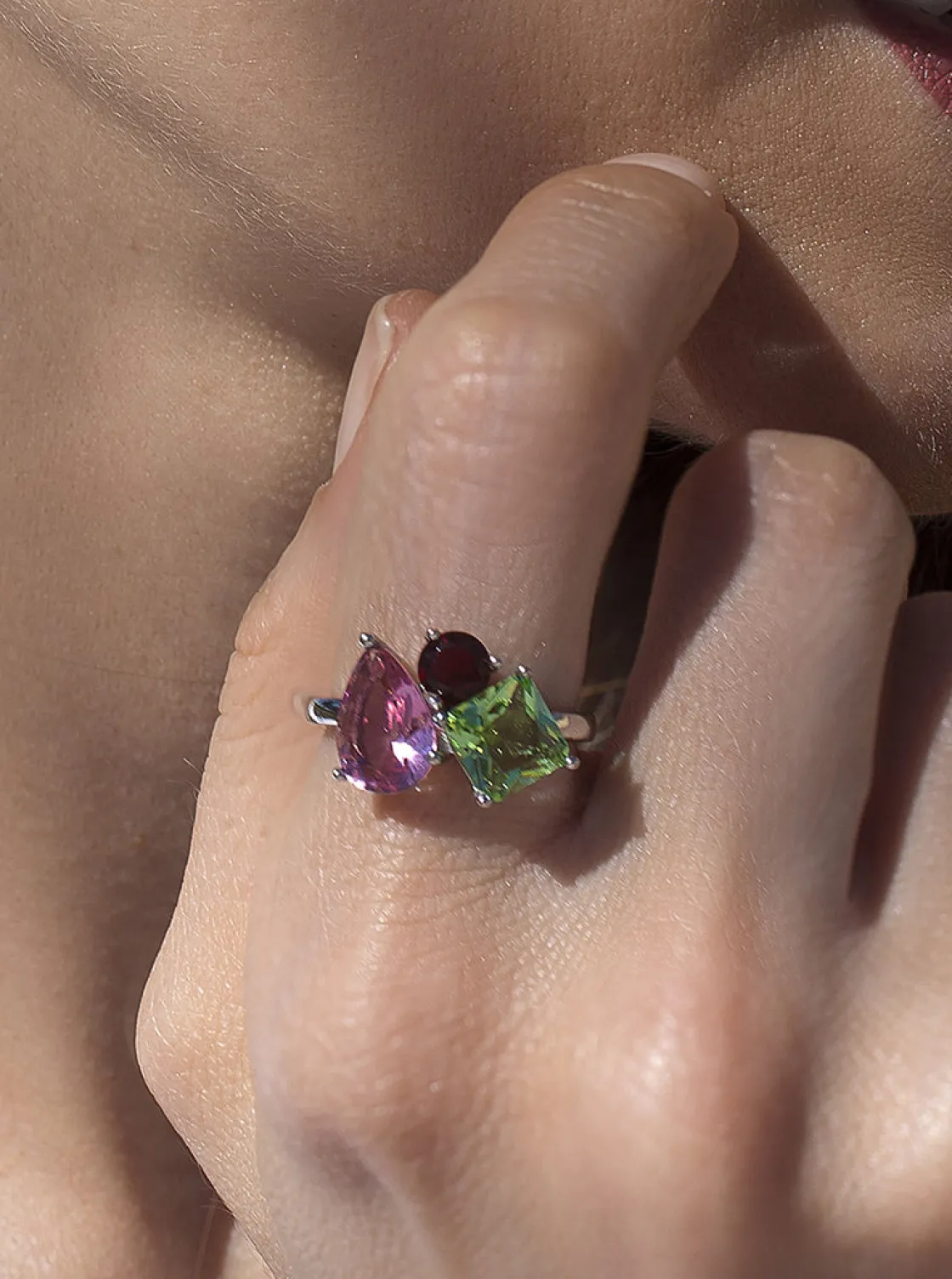 Anillos Con Piedras | LINEARGENT Anillos con piedras diseño de tres gemas multi forma