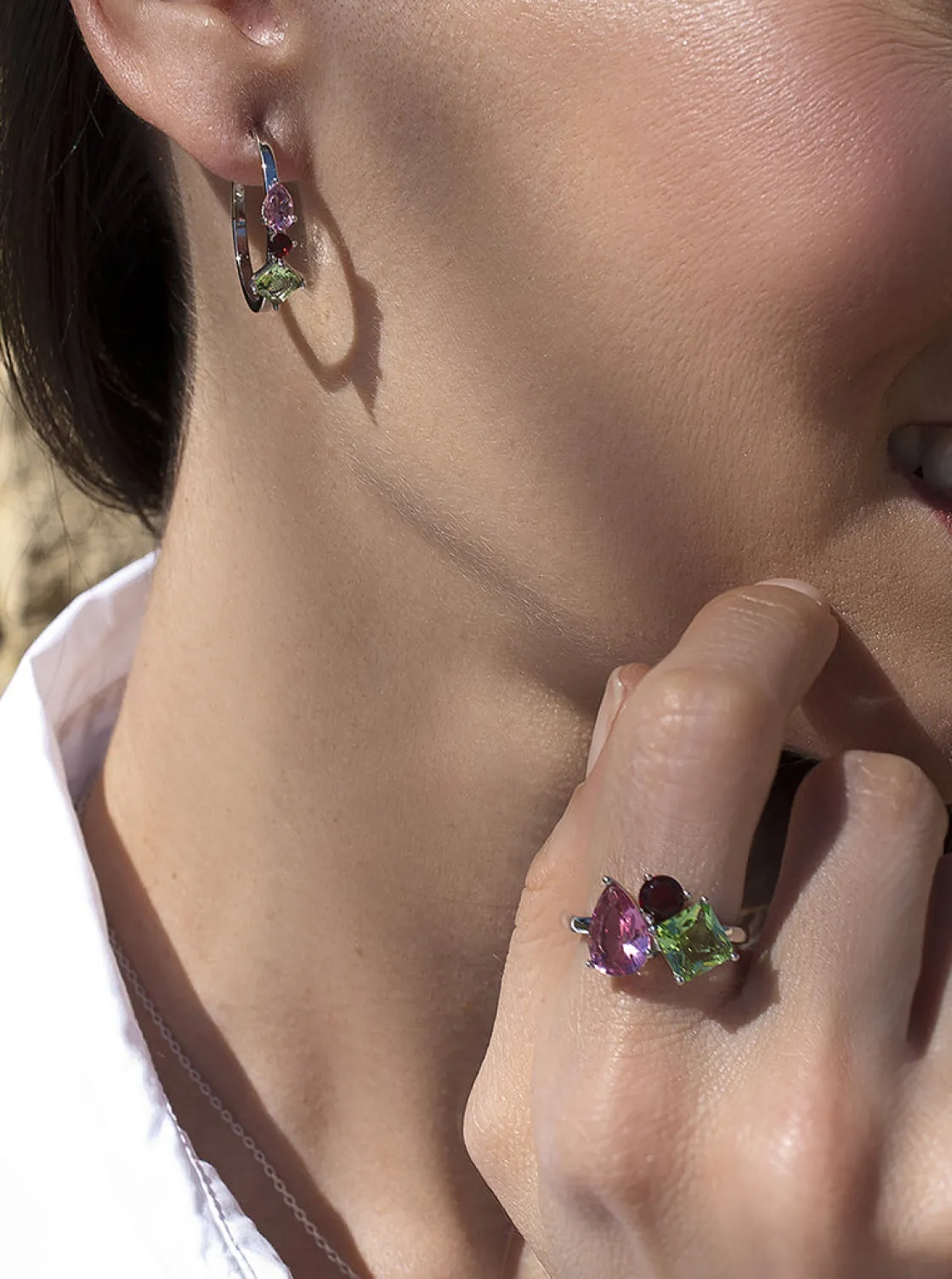 Anillos Con Piedras | LINEARGENT Anillos con piedras diseño de tres gemas multi forma
