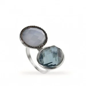 Anillos Con Piedras | Anillos Grandes | LINEARGENT Anillos con piedras diseño dividido en tonos fríos