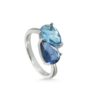 Anillos Especiales | Anillos Con Piedras | LINEARGENT Anillos con piedras diseño dos gemas tono azul