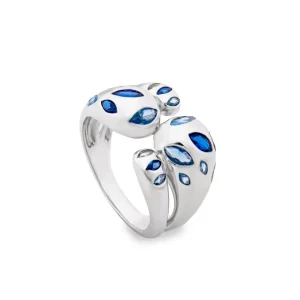 Anillos Con Piedras | LINEARGENT Anillos con piedras diseño gotas en tono azul