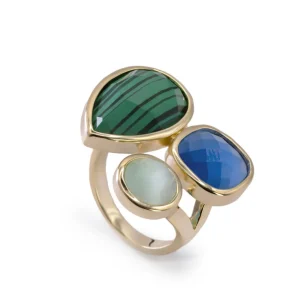 Anillos Dorados | Anillos Con Piedras | LINEARGENT Anillos con piedras diseño lágrima malaquita