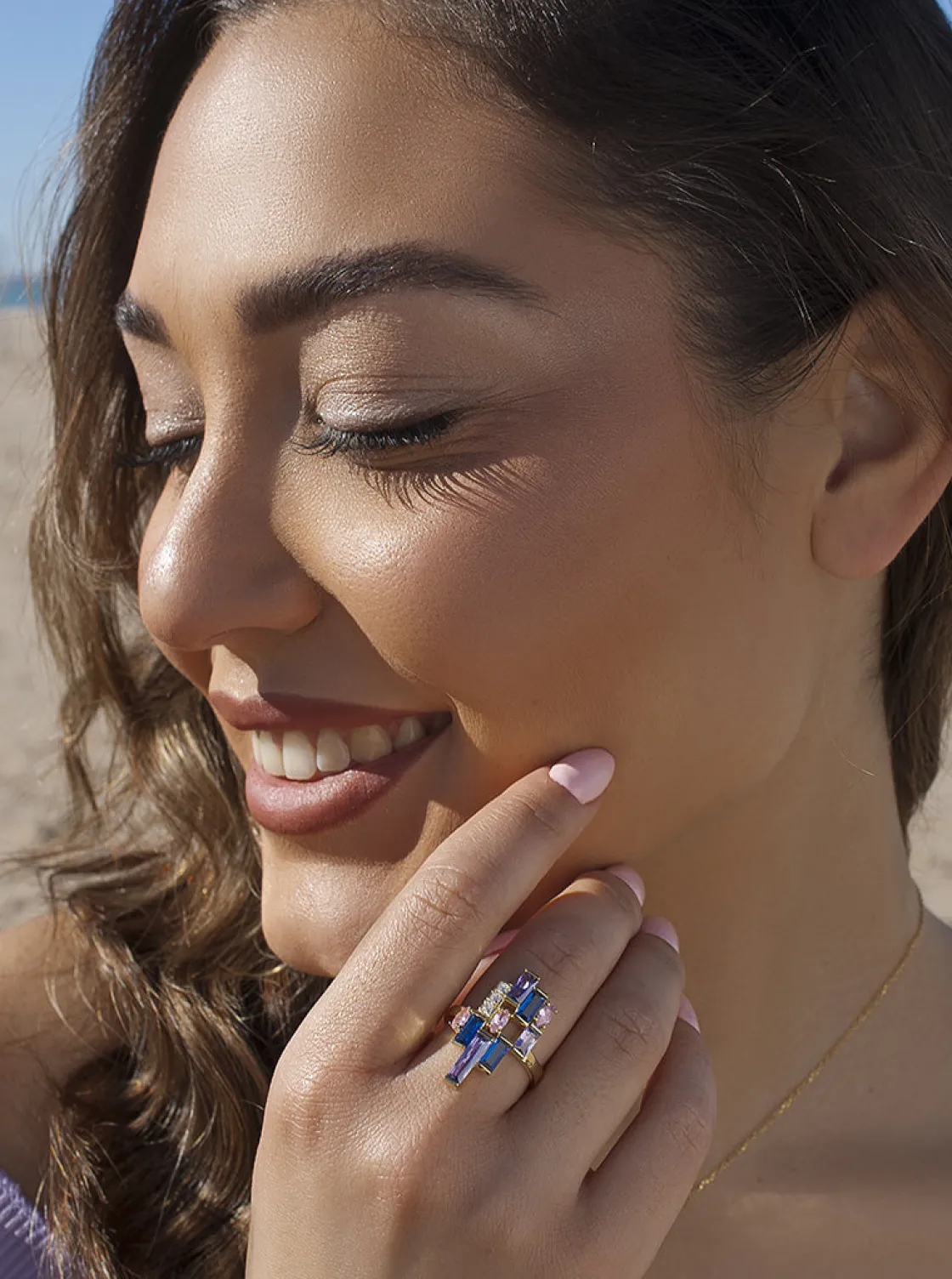 Anillos Con Piedras | Anillos Grandes | LINEARGENT Anillos con piedras diseño mosaico multicolor