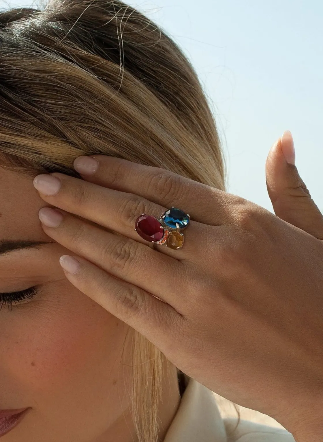 Anillos Con Piedras | Anillos Grandes | LINEARGENT Anillos con piedras diseño multicolor con circonitas
