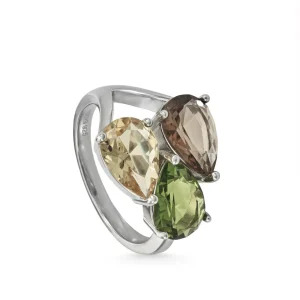 Anillos Con Piedras | LINEARGENT Anillos con piedras diseño tres gemas tono nature