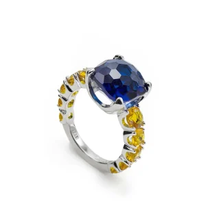 Anillos Con Piedras | LINEARGENT Anillos con piedras en plata cuarzo adamantino azul
