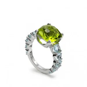 Anillos Con Piedras | LINEARGENT Anillos con piedras en plata cuarzo adamantino verde