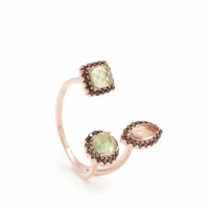 Anillos Con Piedras | LINEARGENT Anillos con piedras en plata diseño abierto en rosa