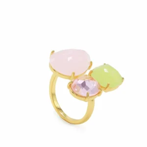 Anillos Dorados | Anillos Con Piedras | LINEARGENT Anillos con piedras en plata triple motivo