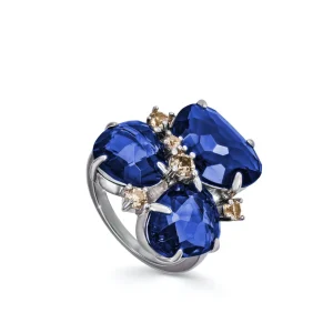 Anillos Con Piedras | LINEARGENT Anillos con piedras en tono cobalto y circonitas