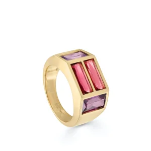 Anillos Dorados | Anillos De Diseño | LINEARGENT Anillos con piedras en tono lavanda y fucsia de plata