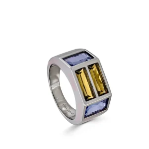 Anillos Con Piedras | Anillos Anchos | LINEARGENT Anillos con piedras en tono lavanda y oliva de plata