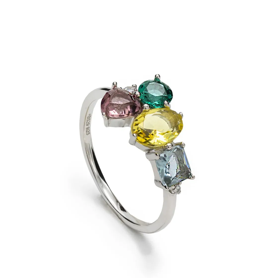 Anillos Con Piedras | LINEARGENT Anillos con piedras mosaico multicolor y circonitas
