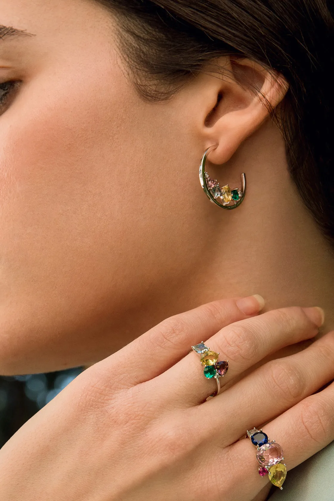 Anillos Con Piedras | LINEARGENT Anillos con piedras mosaico multicolor y circonitas