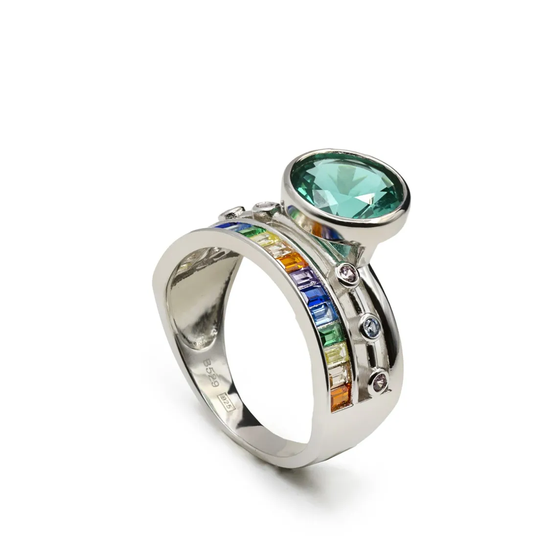 Anillos Especiales | Anillos Con Piedras | LINEARGENT Anillos con piedras motivo central redondo tono menta