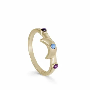 Anillos Dorados | Anillos Con Piedras | LINEARGENT Anillos con piedras motivo de luna bañado en oro