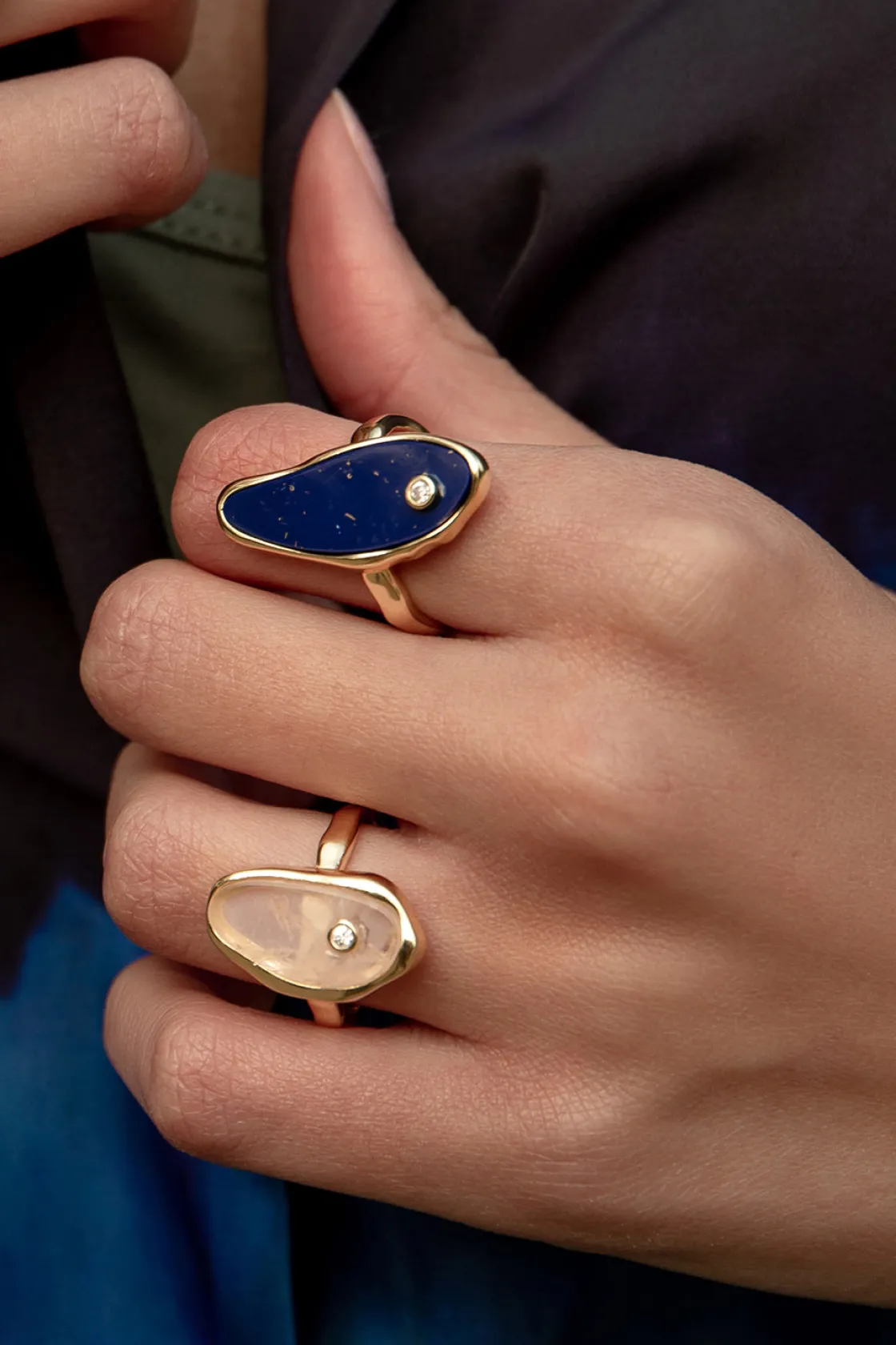 Anillos Con Piedras | Anillos Grandes | LINEARGENT Anillos con piedras naturales de diseño irregular