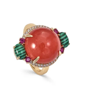 Anillos Con Piedras | LINEARGENT Anillos con piedras naturales diseño circular tono naranja
