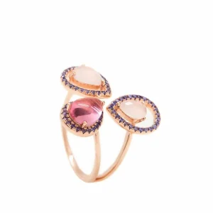 Anillos Con Piedras | LINEARGENT Anillos con piedras plata asimétrico en rosa