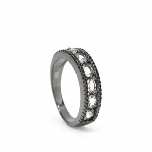 Anillos Con Piedras | LINEARGENT Anillos con piedras rosadas diseño carriles con circonitas