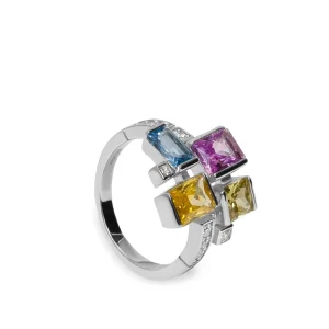 Anillos Con Piedras | LINEARGENT Anillos con piedras talla esmeralda multicolor