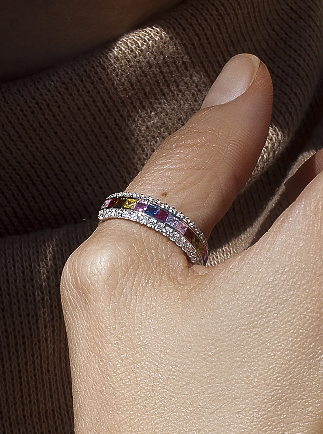 Anillos Con Piedras | LINEARGENT Anillos con piedras talla esmeralda multicolor y circonitas