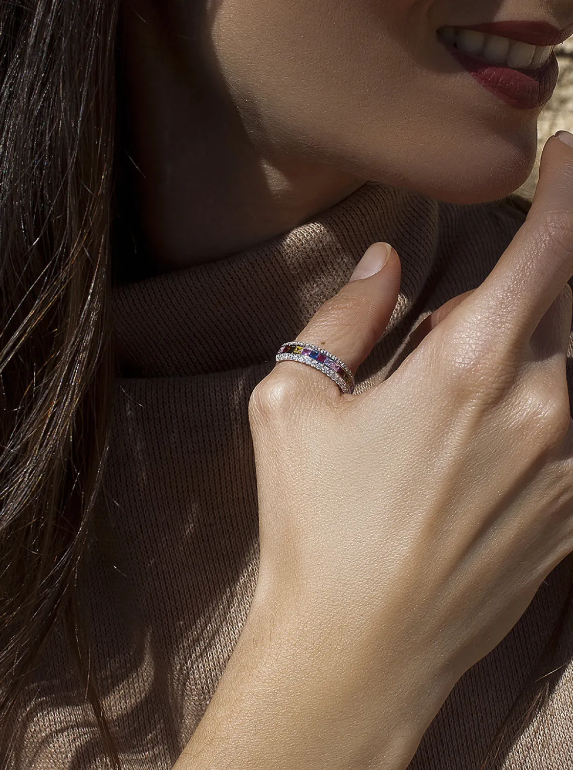 Anillos Con Piedras | LINEARGENT Anillos con piedras talla esmeralda multicolor y circonitas