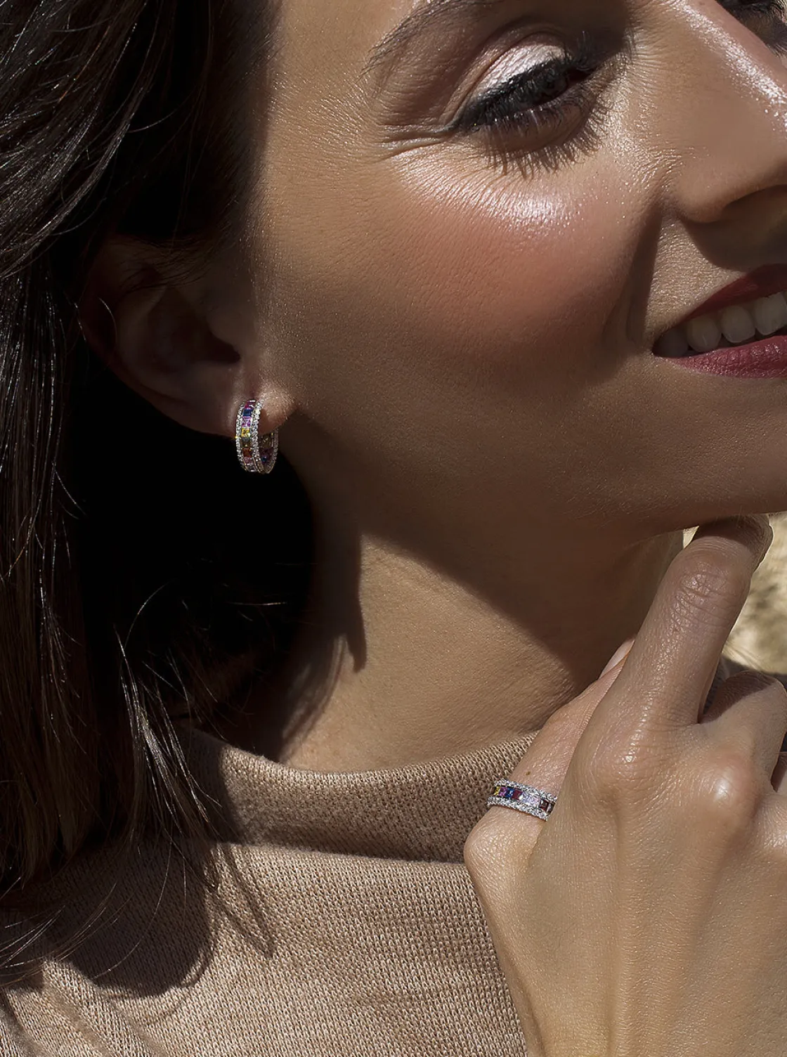Anillos Con Piedras | LINEARGENT Anillos con piedras talla esmeralda multicolor y circonitas