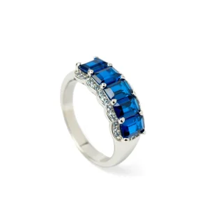 Anillos Con Piedras | LINEARGENT Anillos con piedras talla esmeralda tono azurita