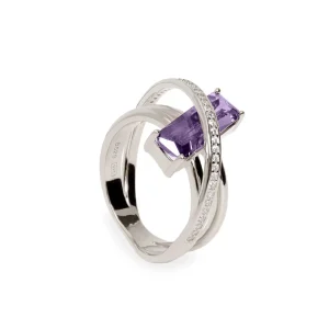 Anillos Con Piedras | LINEARGENT Anillos con piedras talla esmerlada tono lavanda