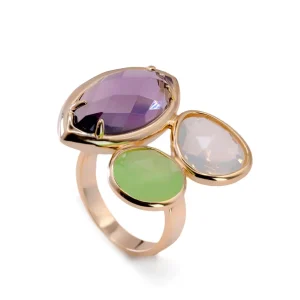 Anillos Dorados | Anillos Con Piedras | LINEARGENT Anillos con piedras talla marquesa tono amatista