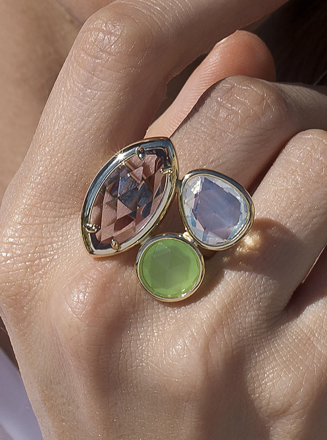 Anillos Dorados | Anillos Con Piedras | LINEARGENT Anillos con piedras talla marquesa tono amatista